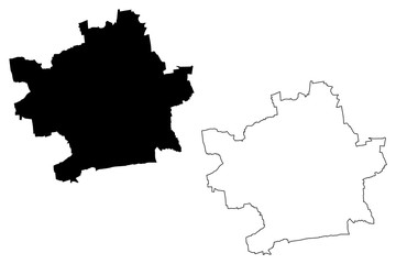 Obraz premium Erfurt City (Federal Republic of Germany, Thuringia) map vector illustration, scribble sketch City of Erfurt map
