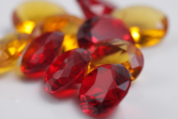 Close up shot of beautiful color crystal diamond - like beads for jewelry 