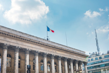 Obraz premium PARIS, FRANCE - APRIL 7, 2019: French flag and EU Community Flag