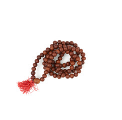 brown wooden prayer rosary, top view