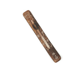 brown wooden scented stick holder isolated on white background