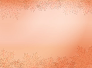 Rose gold metal foil and maple leaf abstract background. vector illustration