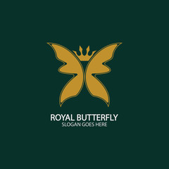 Golden Butterfly logo. Royal butterfly logotype