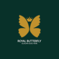 Golden Butterfly logo. Royal butterfly logotype