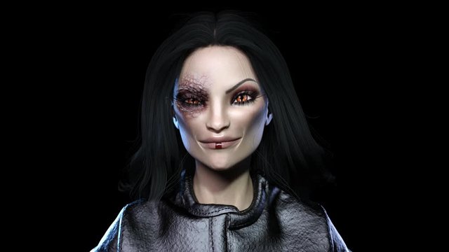 3D animation of a witch face