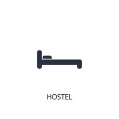 Bed in hostel concept icon. Simple one colored travel element illustration.