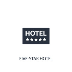 Five-star hotel concept icon. Simple one colored travel element illustration.