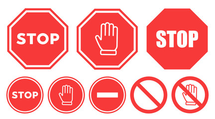 Stop set vector sign with hand