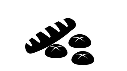 bread icons. Rye, whole grain and wheat bread, pretzel