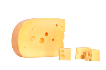 Cheese isolated on white. Piece of cheese. Food, dairy