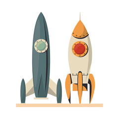 space ship and rocket flying isolated icon © Jemastock