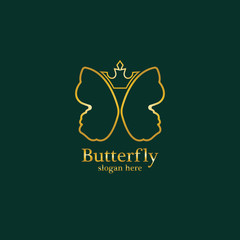 Golden Butterfly logo. Royal butterfly logotype
