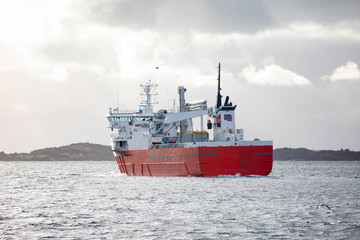 Cargo ship arrives Brønnøysundet in northern Norway	