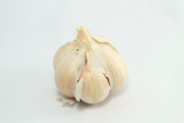 Organic garlic on white background