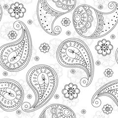 White Leaf Asian Vector Seamless Pattern. Persian 