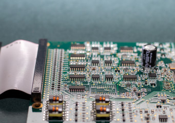 Circuit board with shallow depth of field