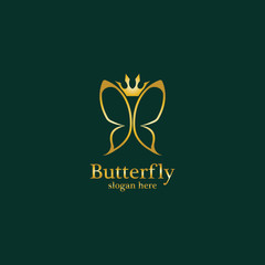 Golden Butterfly logo. Royal butterfly logotype