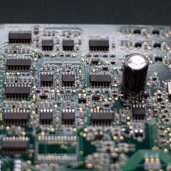 Circuit board with shallow depth of field