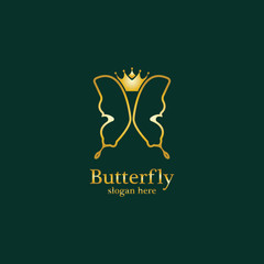 Golden Butterfly logo. Royal butterfly logotype