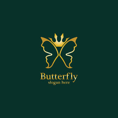 Golden Butterfly logo. Royal butterfly logotype