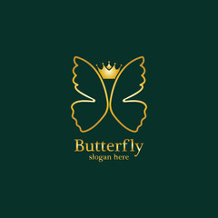 Golden Butterfly logo. Royal butterfly logotype