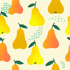 Fresh pear seamless pattern illustration