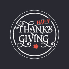 PrintVector illustration. Happy Thanksgiving Day typography vector design for greeting cards and poster on a textural background design template celebration.Happy Thanksgiving inscription, lettering.