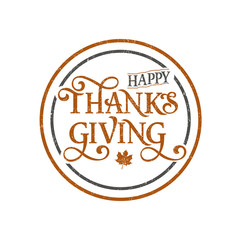 PrintVector illustration. Happy Thanksgiving Day typography vector design for greeting cards and poster on a textural background design template celebration.Happy Thanksgiving inscription, lettering.