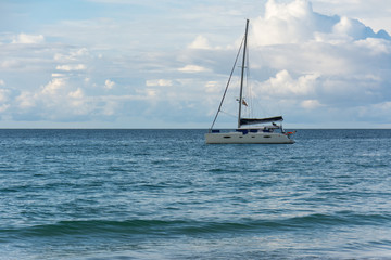 Naklejka premium Anchored yacht