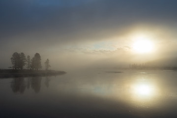 Foggy morning at Yellowstone river