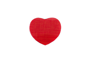 red heart on a white background. Close-up. Box in the form of a heart.
