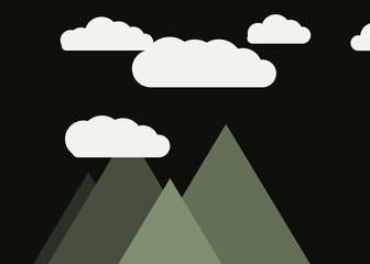 Abstract Random Placed Mountains Panorame Generative Art background illustration