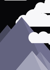 Abstract Random Placed Mountains Panorame Generative Art background illustration