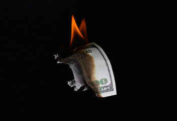 Money fire burn dollar paper