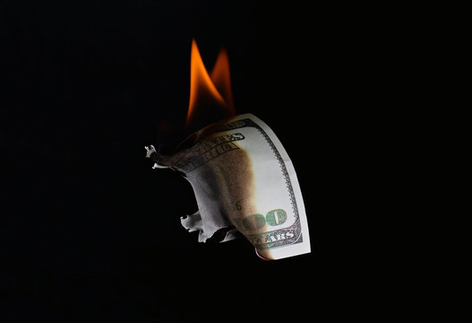 Money Fire Burn Dollar Paper