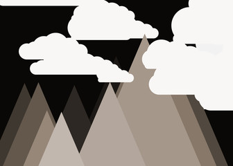 Abstract Random Placed Mountains Panorame Generative Art background illustration