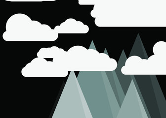 Abstract Random Placed Mountains Panorame Generative Art background illustration