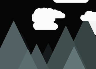 Abstract Random Placed Mountains Panorame Generative Art background illustration