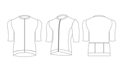 cycling jersey template out line isolated  on white background vector.