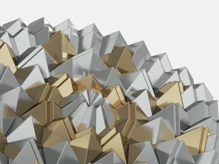 Golden geometric 3d pattern background. 3d rendering - illustration.