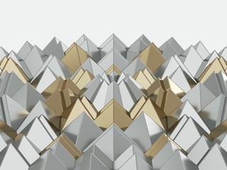 Golden geometric 3d pattern background. 3d rendering - illustration.