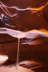 Long exposure of flowing sand inside a slot canyon