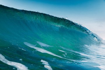 Ocean ideal wave in ocean. Breaking blue wave
