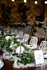 Festive banquet decorated with green branches