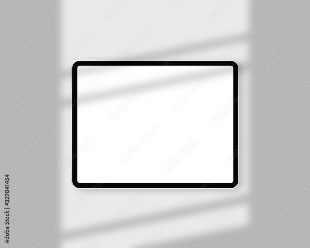 Aufkleber tablet mockup on minimal background. modern tablet display mockup scene. mockup template with shadow