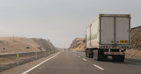 Pan american highway Peru. Trucking. Highway