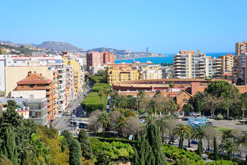 Obraz premium Malaga, Spain - March 4, 2020: Views of part of the city of Malaga.