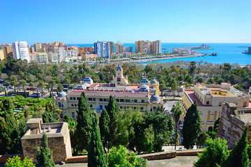 Obraz premium Malaga, Spain - March 4, 2020: Views of the city of Malaga and the Port.