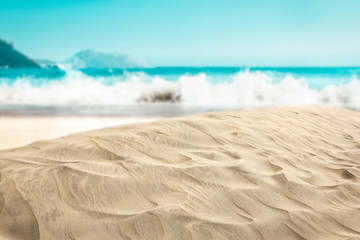 Summer background of sand and free space for your decoration.Beach landscape 