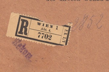 Mailing label for a registered letter to Vienna, stamp Austria 1924